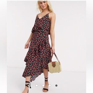 ASOS Black and Red Floral Asymmetrical Set